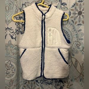 White Fleece Vest with Blue Trim